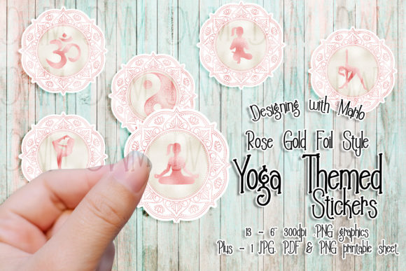 Download Yoga Printable Stickers, Rose Gold Foil - Sticker Collection