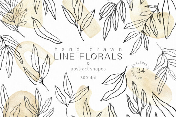 Download Line Florals and Abstract Shapes Clipart - Shape Collection