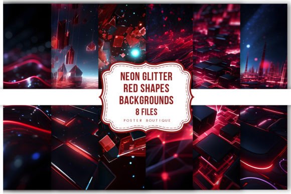 Download Neon Glitter Red Shapes Backgrounds Pack - Shape Collection