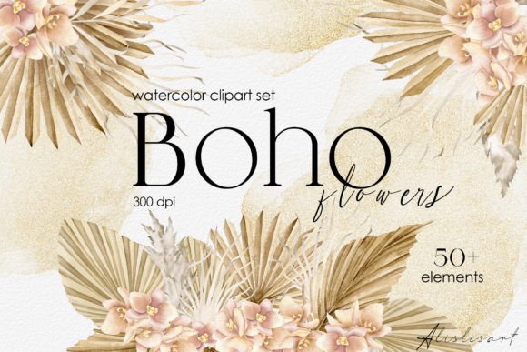 Download Boho Flowers Watercolor Clipart| Floral - Premium Resources